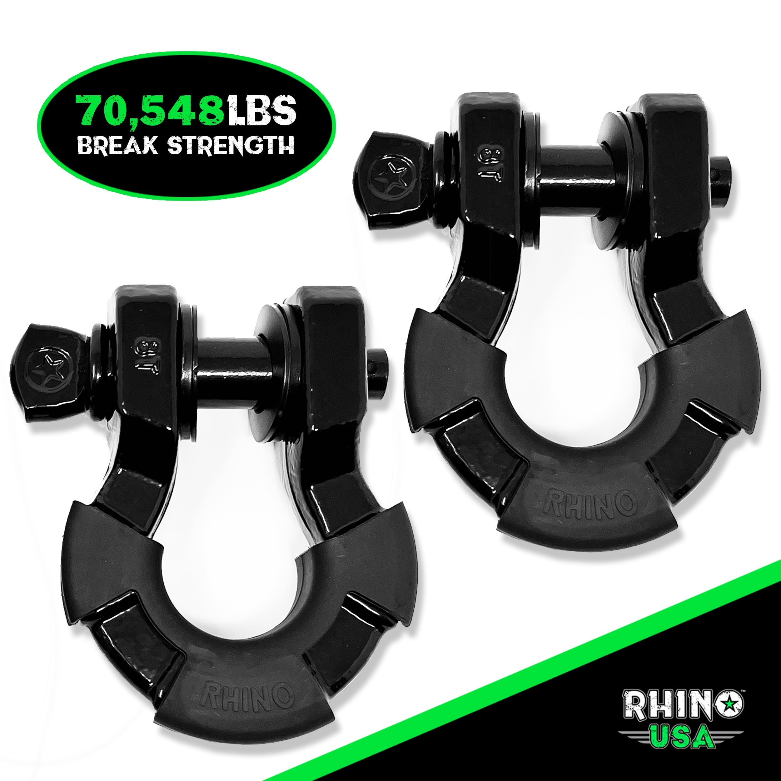 8 Ton Super Shackles w/ Isolators Recovery Rhino USA 